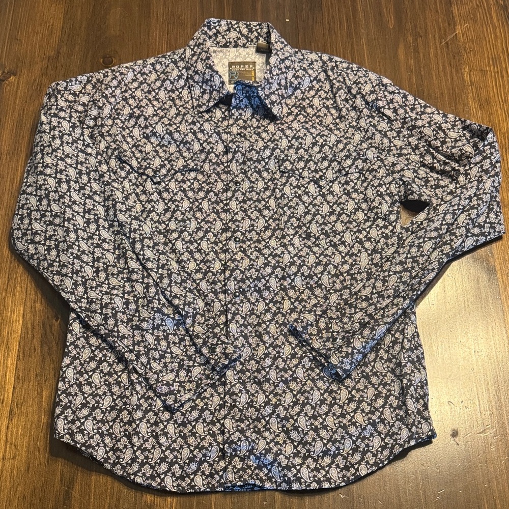 Roper Black and White Patterned Button Down Shirt